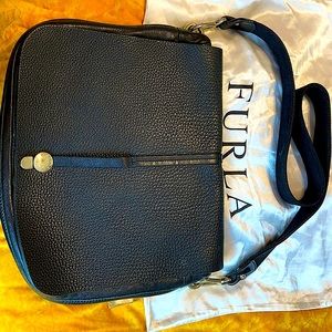 Furla, black leather, tote/ satchel, ladies bag